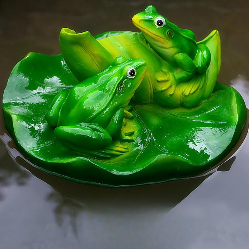 Resin Floating Frog Turtle Fish Pond Flowing Water Fountain Water Surface Lotus Flower Decoration Resin Crafts Floating Crafts