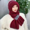 Winter Knitted Hat Kangkang Thickened One Piece Women's Warm Squirrel Fleece Lined Wool Hat Windproof Snow Hat