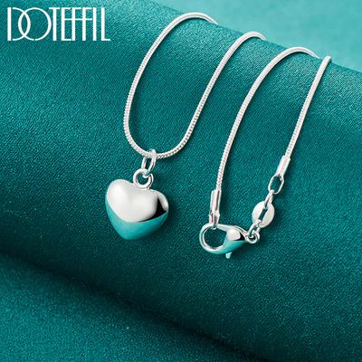 Colar de corrente de cobra em forma de coração romântico de prata esterlina 925 Joias de casamento da moda