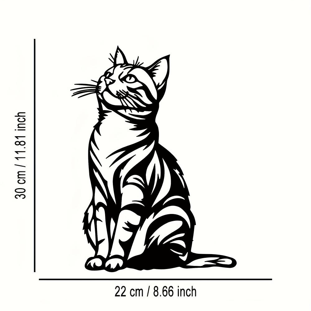 

Elegant Metal Cat Wall Art Black White Stripe Silhouette Home Office Patio Kitchen Decor Removable Reusable Housewarming Gift 12in