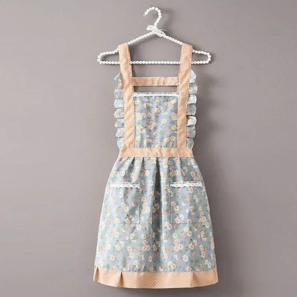 1Pcs Cross Back Japanese Apron Baking Florist Maid Dress Apron New Kitchen Cooking Aprons  Women