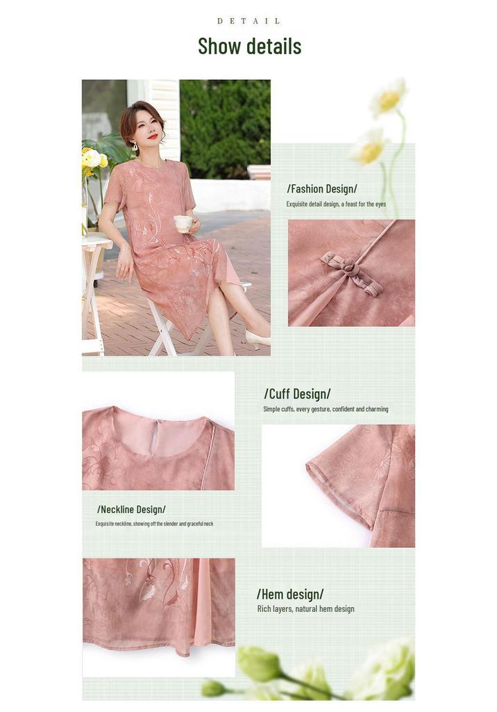 Mother's Day Summer Qipao Dress for Middle-Aged Women