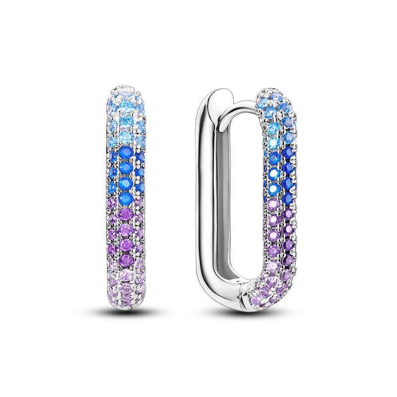 Earrings Luminous Colored Ear Loop 925 Silver Hoop Earrings Jewelry Women Purple Zircon Designer Anniversary Gift