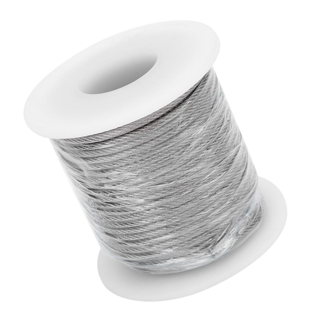 49ft Stainless Steel Wire Rope 2mm UV Resistant Coating Multipurpose Wire Rope Kit for Clothesline Garden Trellis Plant Fencing
