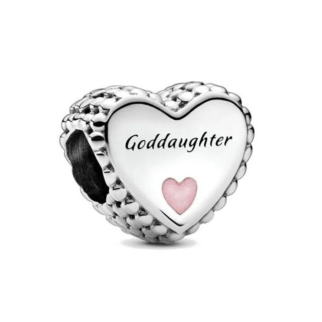 Classic Copper Cute Pink Footprints Daughter Palm Charm Bead Fit Original Bracelet Diy Jewelry Accessories Gift