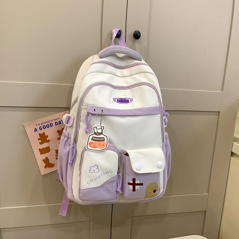 Schoolbag fashion trend tooling style backpack junior high school college student high value schoolbag Japanese Harajuku retro style backpack