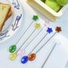 Creative Star Coffee Spoon Kitchen Dessert Cake Scoops Colorful Glass Tea Spoons Long Handle Mixing Round Spoon