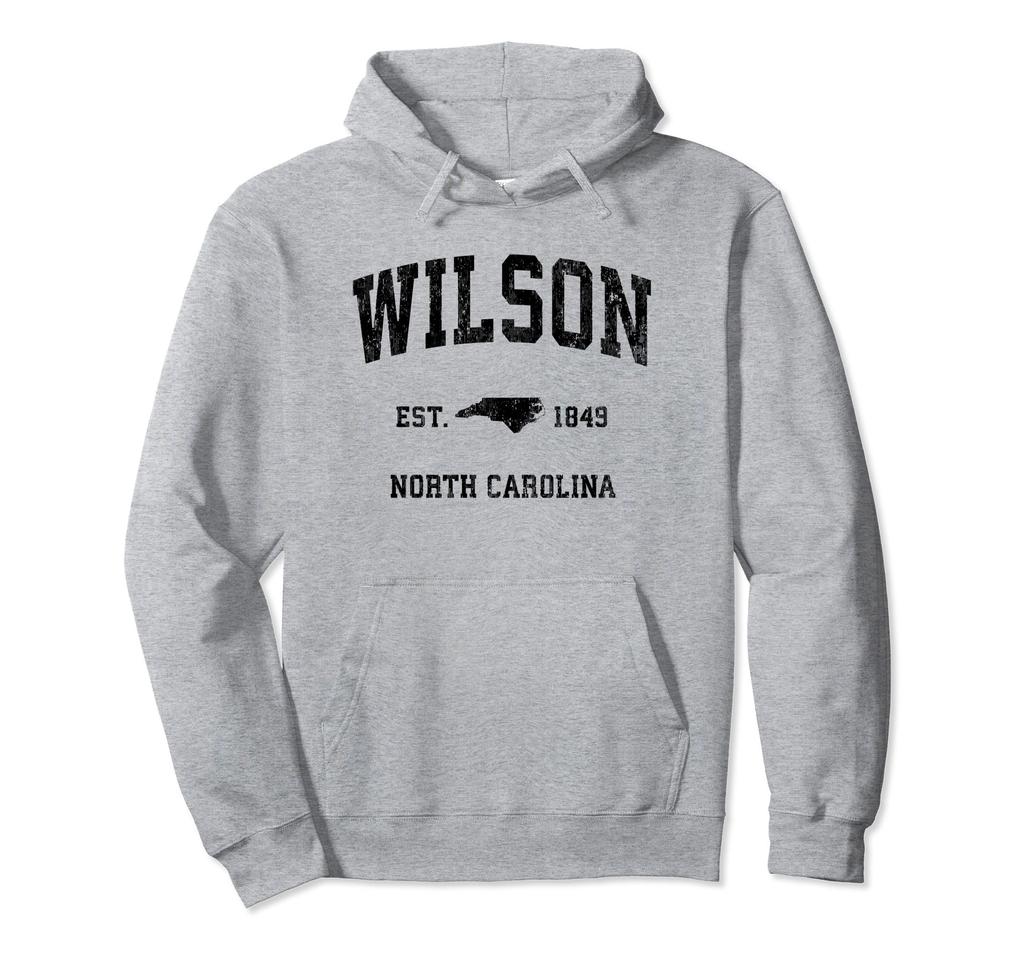 Wilson North Carolina NC Vintage Athletic Black Sport Design Hoodie
