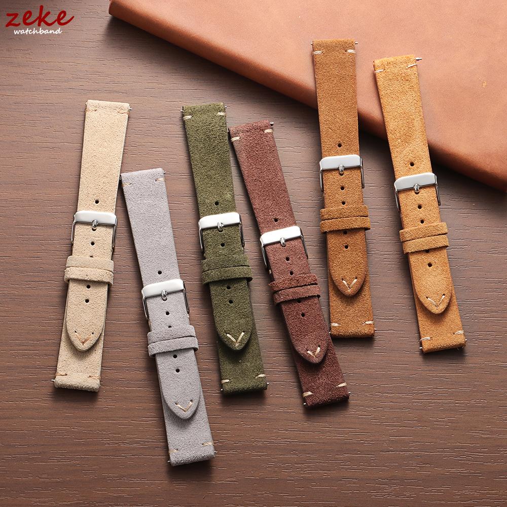 Vintage Soft Suede Leather Straps 14/16/18/20/22mm Watch Band for Omega Quick Release Calfskin Bracelet Men & Women Accessories