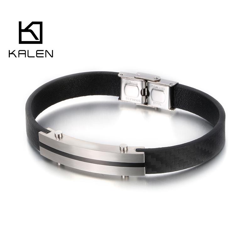 22cm Fashion Genuine Leather Bracelet Men Stainless Steel Office Wrap Bracelet Jewelry Accessories