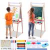 Kids Easel, Toddlers Art Easel, Wooden Kid Easel with Paper Roll, Height Adjustable Magnetic Double Sided Easel, Kids Dry Erase Board