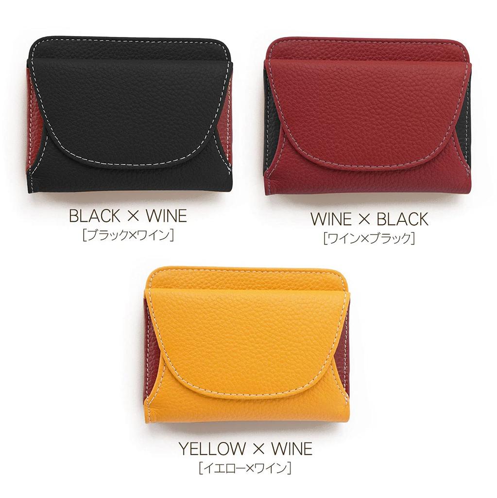 Genuine Small Mini Coin [Blanc Pomme] Women's Bi-fold Wallet, Leather, Compact, Wallet, Wallet, Box-type Purse, Bp-1050, Black/Wine