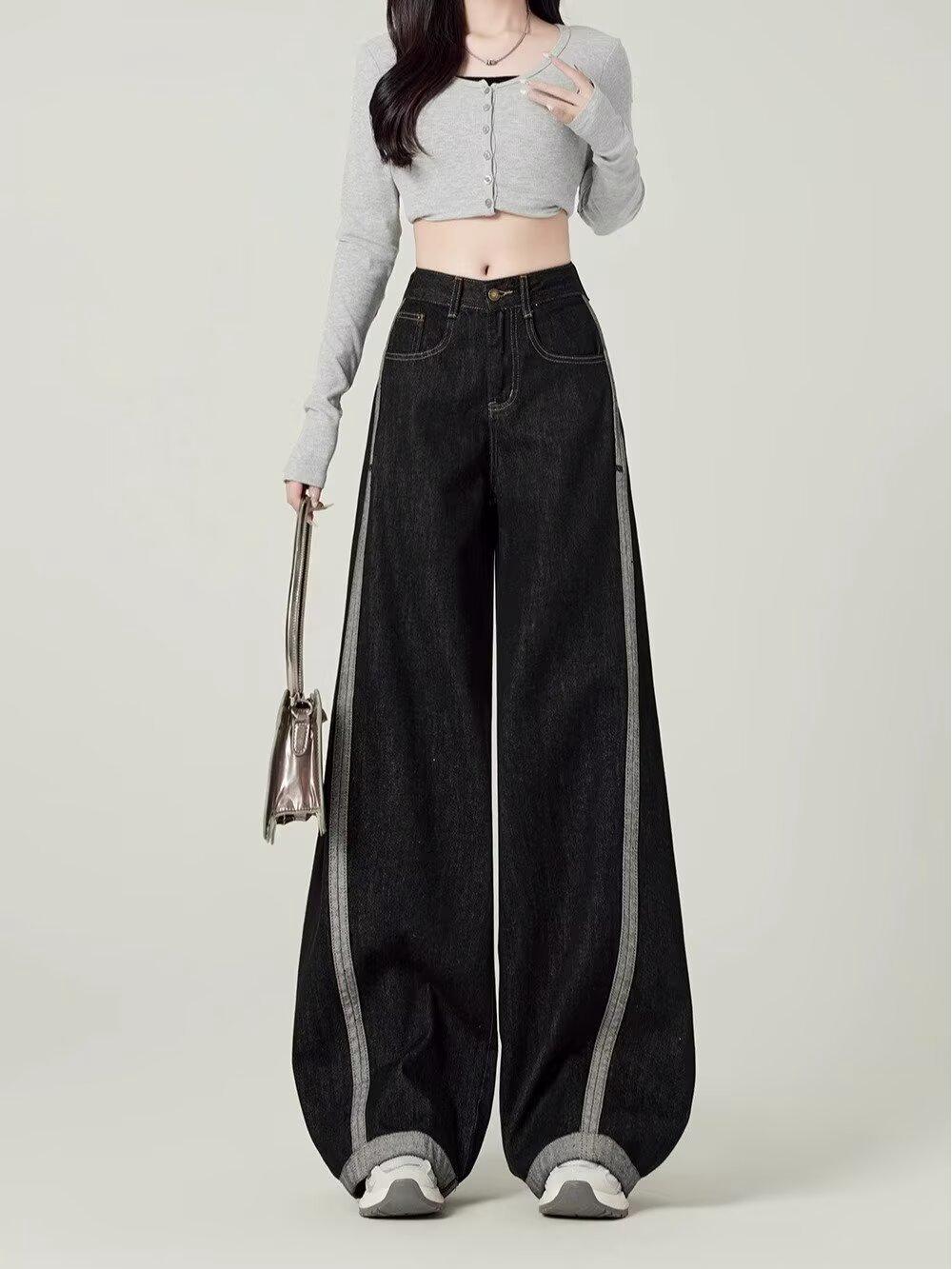 Women s High-Waisted Black Stretchy Skinny Jeans - Autumn/Winter 2025 Cropped Slim Fit Large