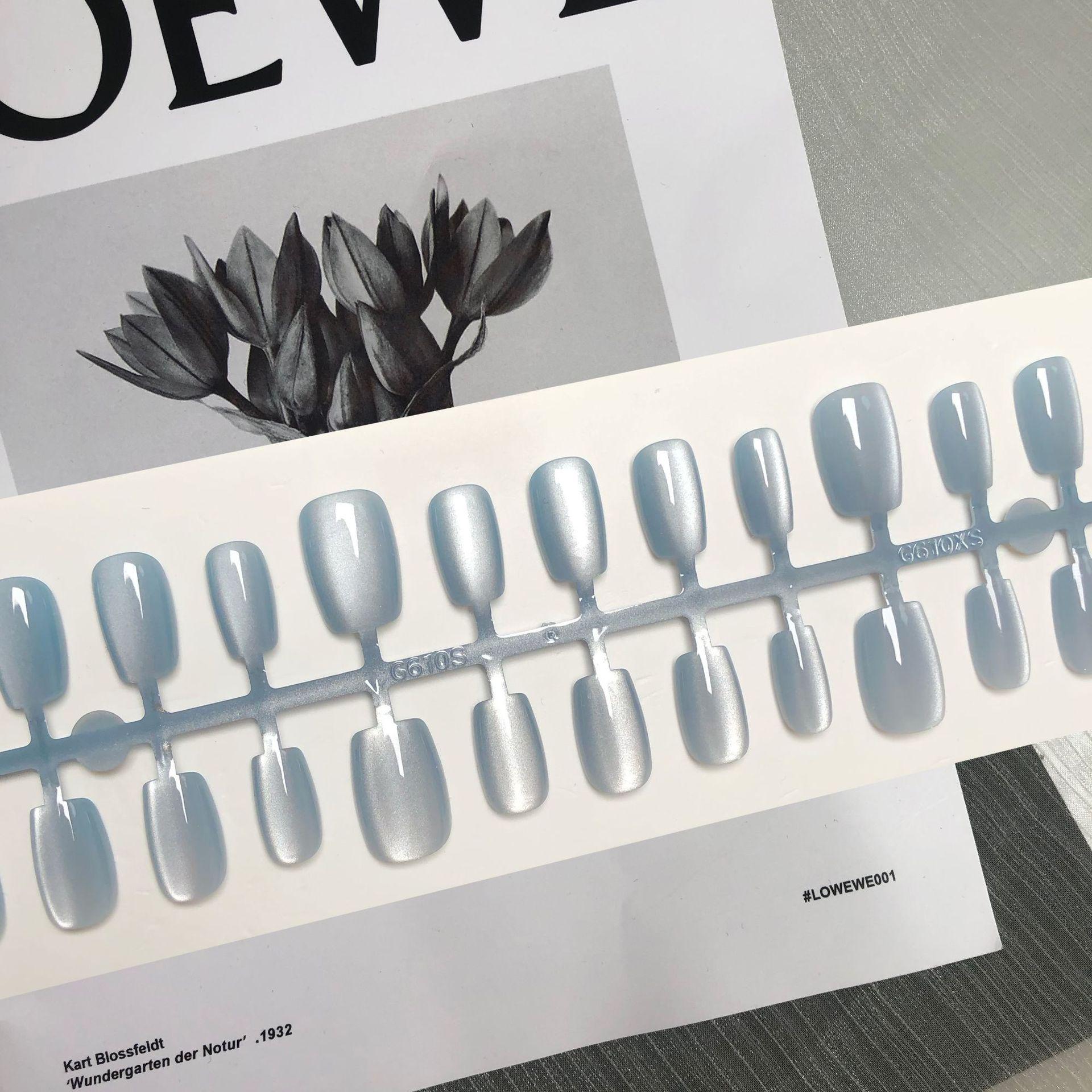 

Ногти-накладки из розовых нюдовых стеклянных бусин «кошачий глаз»: Полоски для нейл-арта ручной работы, Все размеры, 30 штук