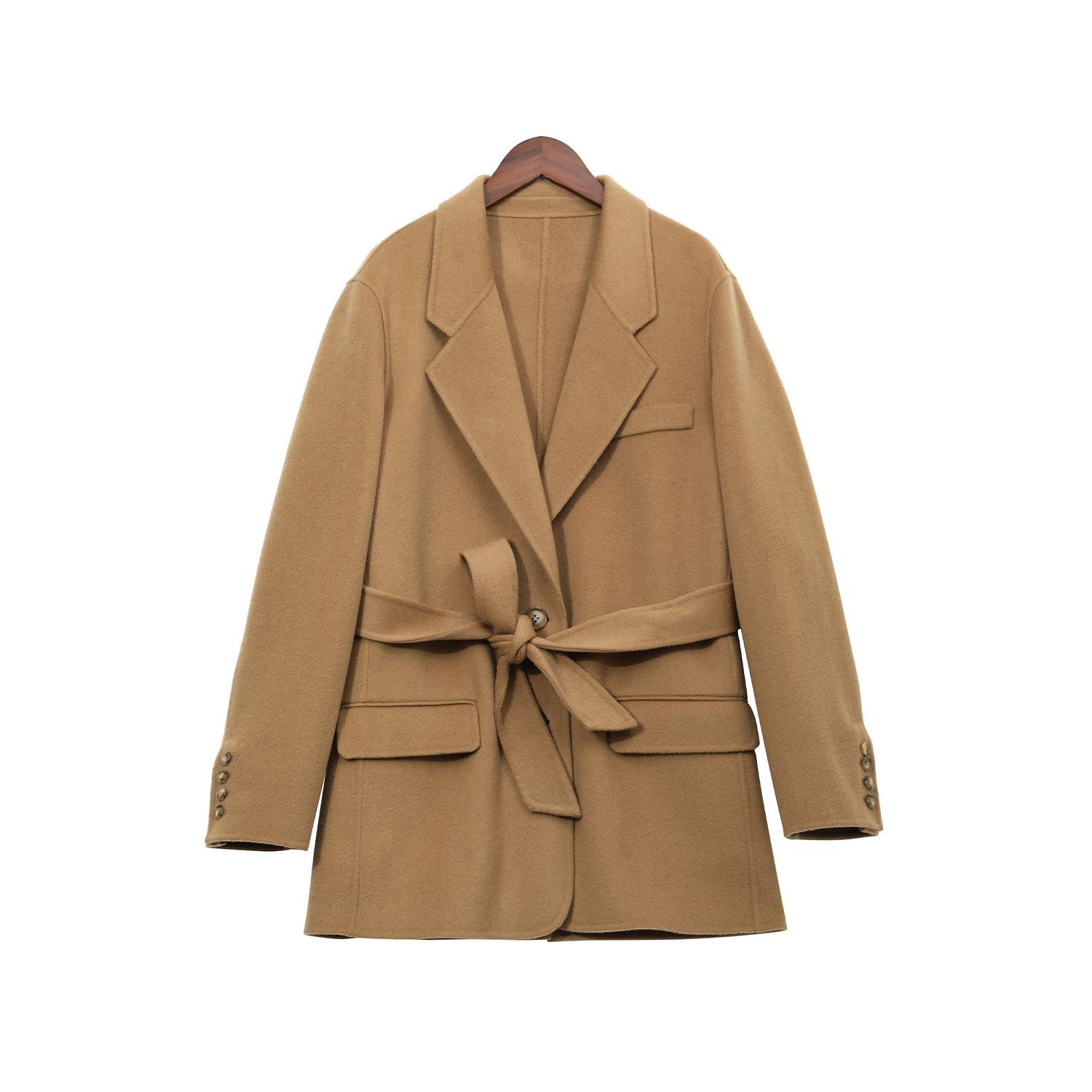 

Осенне-зимнее пальто-костюм, темпераментное сухое, цепочка, двустороннее шерстяное, из чистой шерсти, короткое маленькое шерстяное пальто женское L