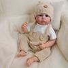 Lifelike 48cm Reborn Babies Doll Cameron Full Vinyl Body Simulation Doll Wear Khaki Knitted Overalls Realistic Newborn Baby Doll for Kid Holiday Gifts