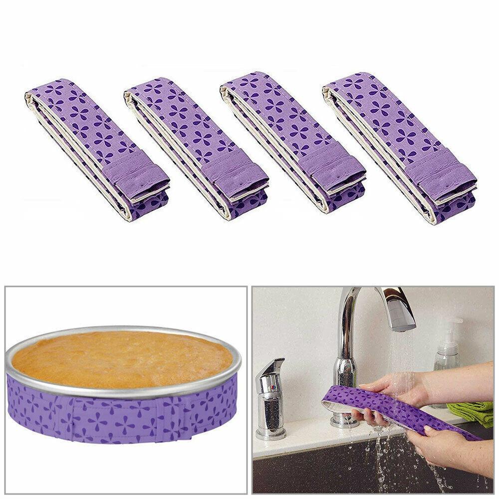 2/4Pcs Purple Baking Tray Protection Strap Cloth Bake Strip Belt Cake Pan Strips  Kitchen Gadgets