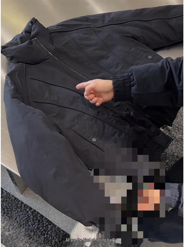 2025 m. madingas vyriškas retro amerikietiško stiliaus bomber baltas pūkinis švarkas