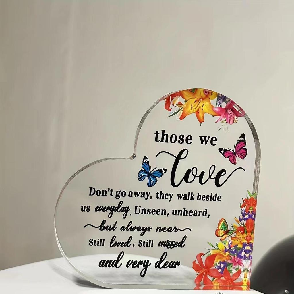 Heart Shape Acrylic Plaque Valentine's Day Gift Love Quote Keepsake for Wife Husband Couples Romantic Home Ornament