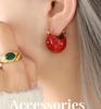 Unisex Red and Green Enamel Trendy Versatile Christmas Ear Cuffs Earrings