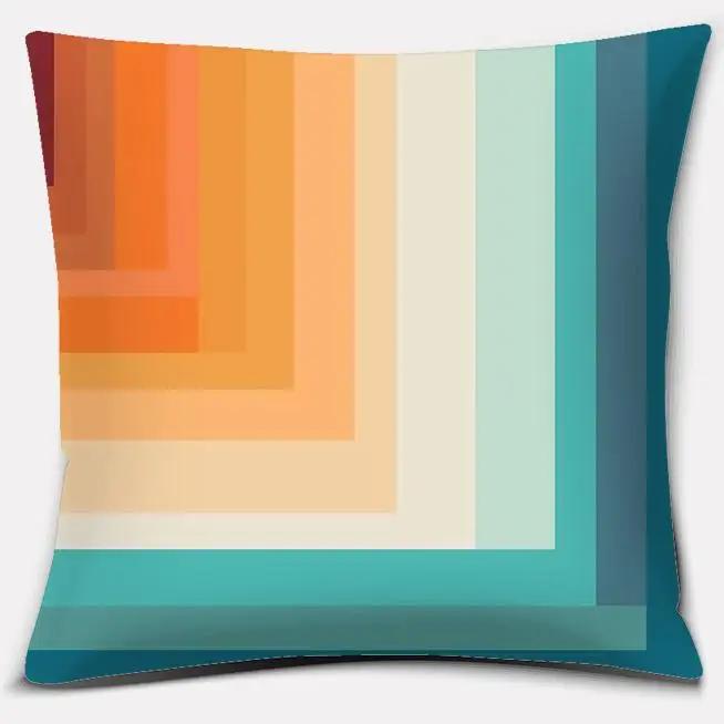 Retro Rainbow Geometric Color Series Pillow Cover Gift Home Office Decoration Bedroom Sofa Car Cushion
