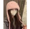 Korean-Style Photogenic Pink Knitted Wool Hat: Women's Warm, Ear-Protecting, Versatile Ski Hat for Autumn/Winter