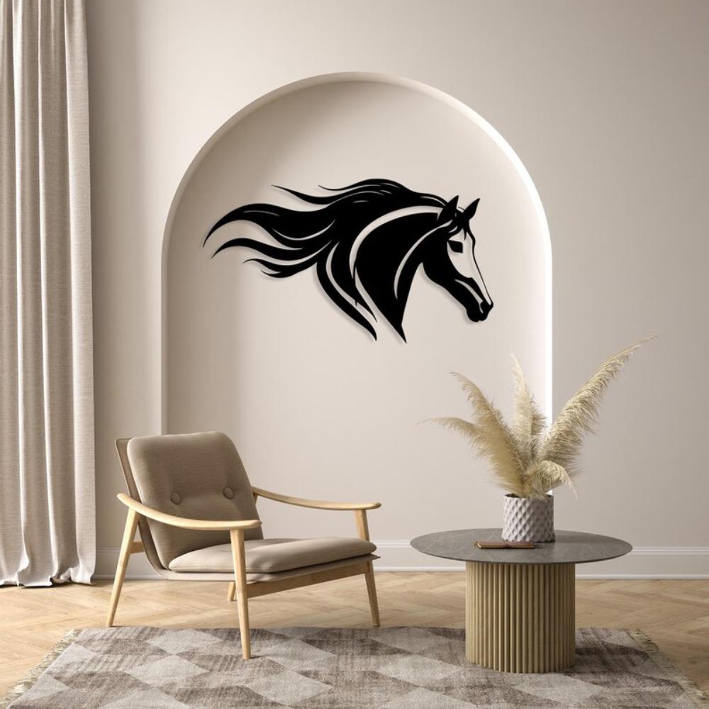 Black Metal Horse Head Wall Art Farmhouse Home Decor