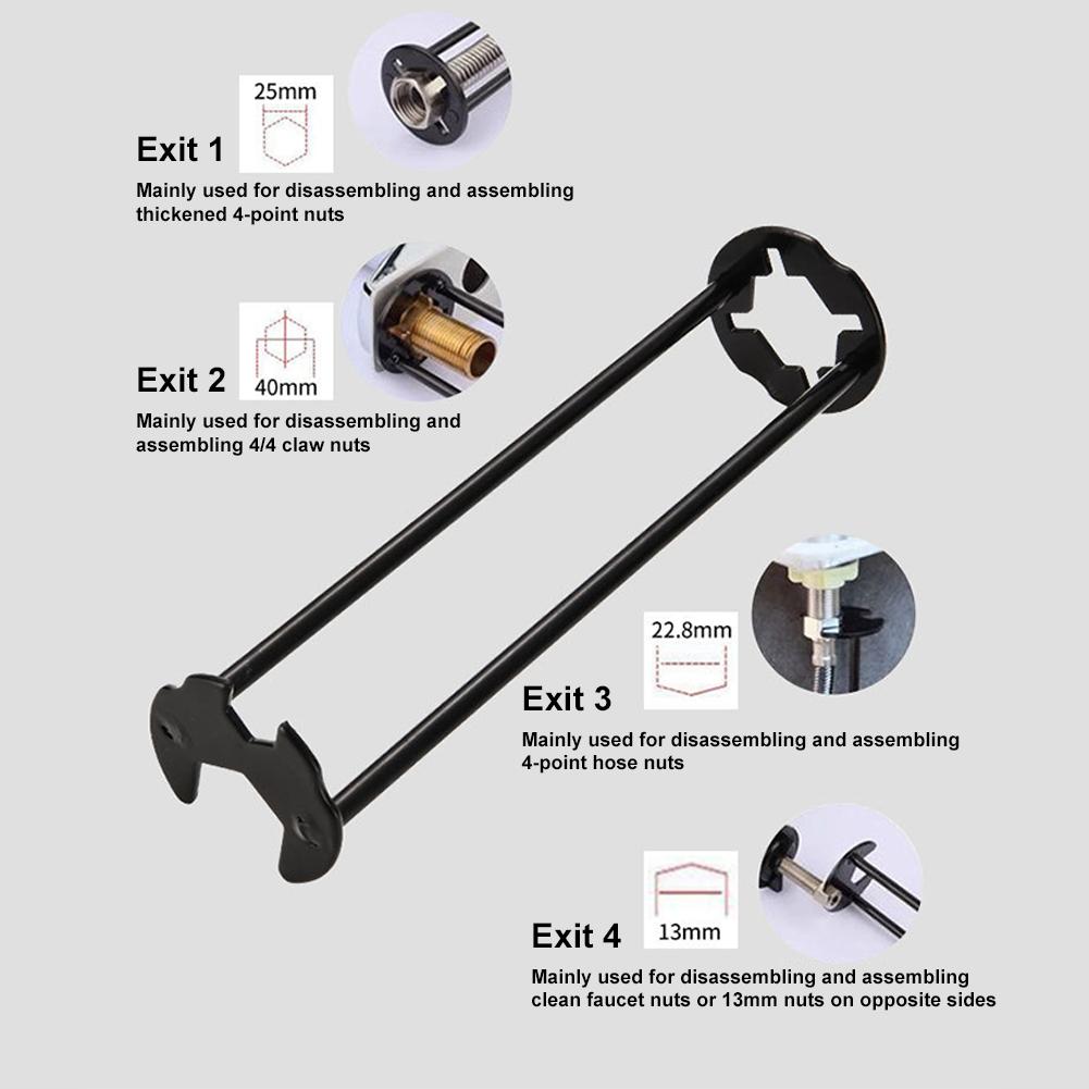 Multifunctional Steel Faucet Wrench for Tight Spaces 360 Degree Rotational Basin Tool In 7 Sizes for Bathroom and Kitchen