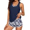 Women's Printed High-Waisted Boyleg Tankini: European & American Swimwear