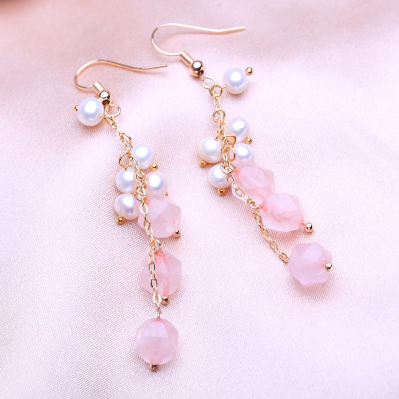 KNIKOO Tassel Drop øredobber for kvinner Mote naturlig ferskvann perle øredobber Jewerly for bryllupsfest gaver