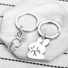 Rabbit Carrot Stainless Steel Keychain Lovely Cartoon Design Fashion Couple Keyring Practical Student Backpack Pendant