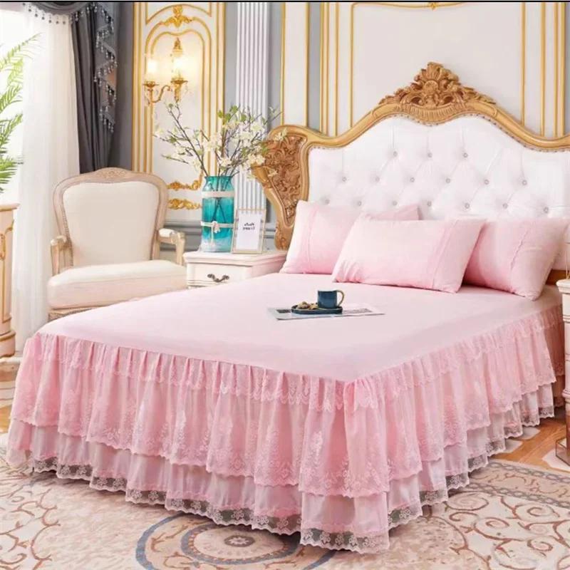 Lace Princess Bedspread Bed Skirt Style Dustproof Decorative Bedspread Big Heming 1.5/1.8/2m Mattress Anti Slip Protective Cover
