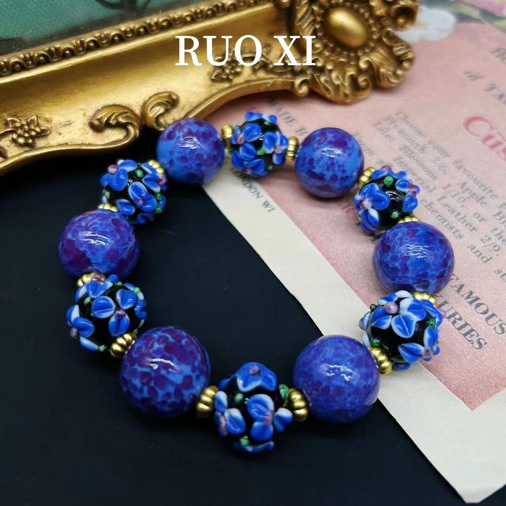 Medieval Vintage Retro Purple Frog Skin Glazed, Murano Purple Versatile New Chinese Necklace Earrings