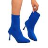 Sexy Knitting Stretch High Heels Sock Boots Woman Autumn Blue Breathable Pointed Toe Ankle Boots Women