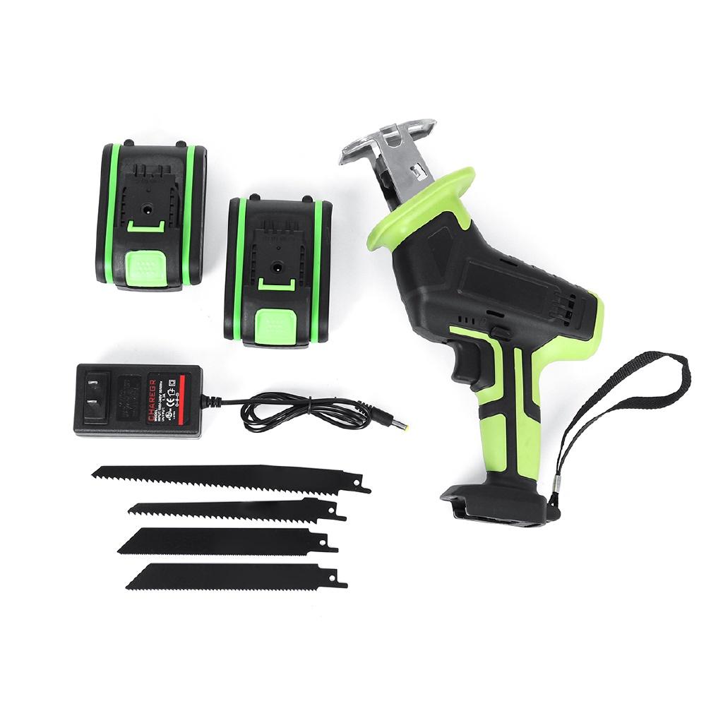 88V Cordless Reciprocating Saw +4 Saw blades Metal Cutting Wood Tool Portable Metal Woodworking Cutters w/2 Battery