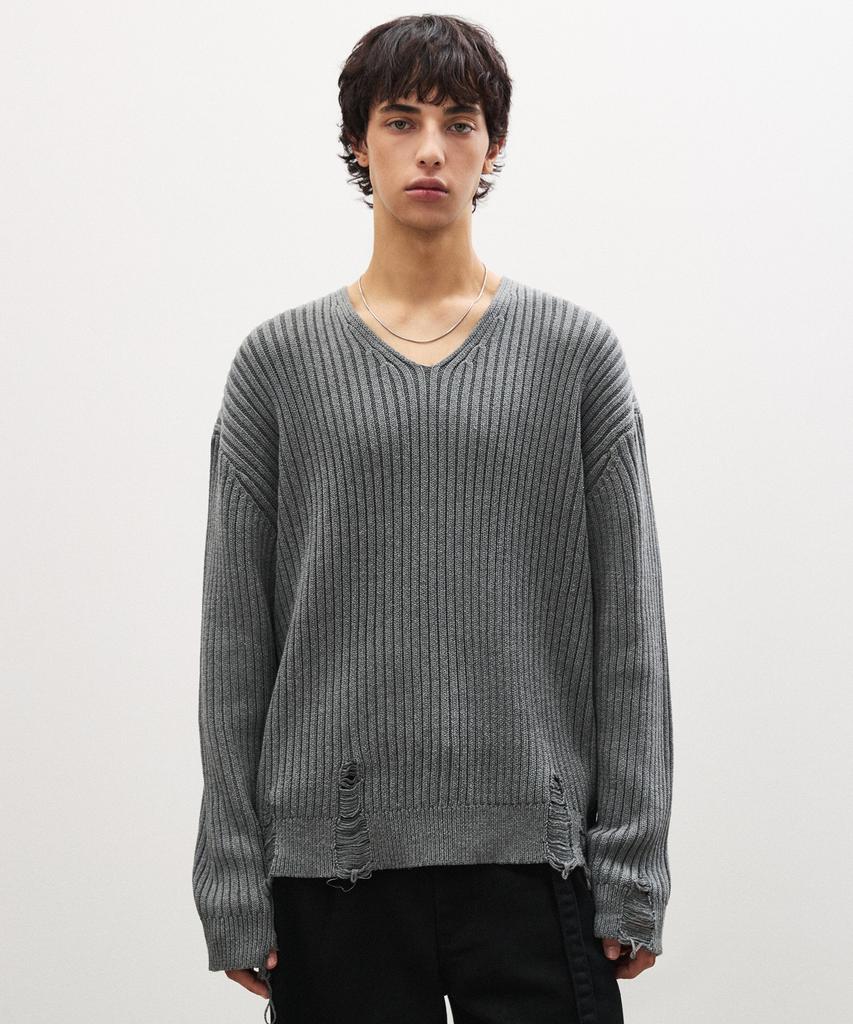 SUARE Detroit Cotton V-Neck Knit Black
