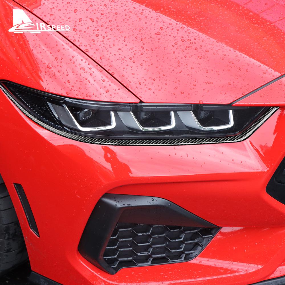 Für Ford Mustang GT Dark Horse EcoBoost 2024 2025 2026 2027 Echter weicher Kohlefaser-Aufkleber LHD RHD Auto Scheinwerfer Augenbrauenverkleidung