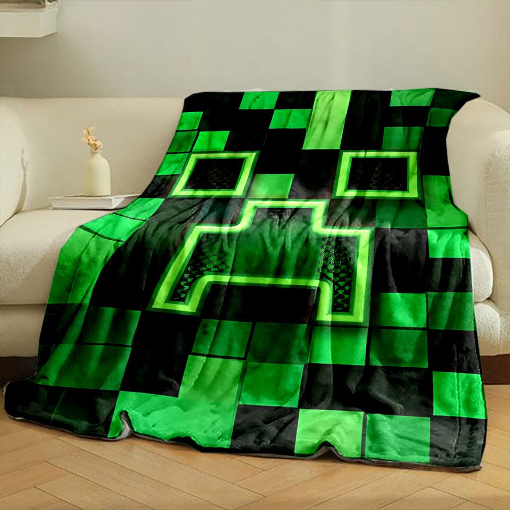 Green Pixel Pattern Blanket bedroom Blanket for Livingroom Couch lunch break Soft throw for Friend's festival Gift