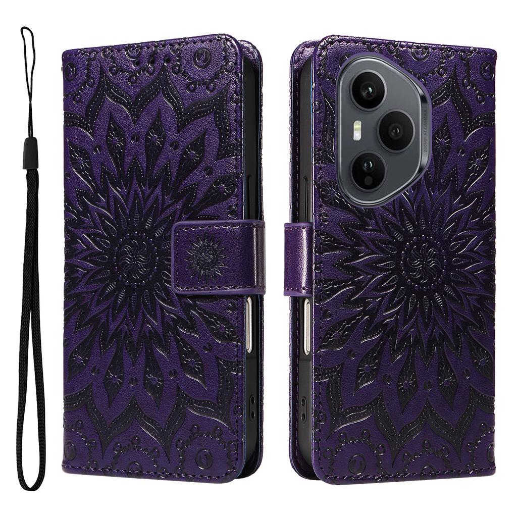 For Honor 400 Pro 5G (Global) Leather Wallet Case Sunflower Imprinted Phone Cover