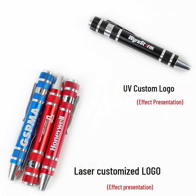 8-in-1 Pen-Style Screwdriver Set - Aluminum Alloy, Manual Phillips & Flathead