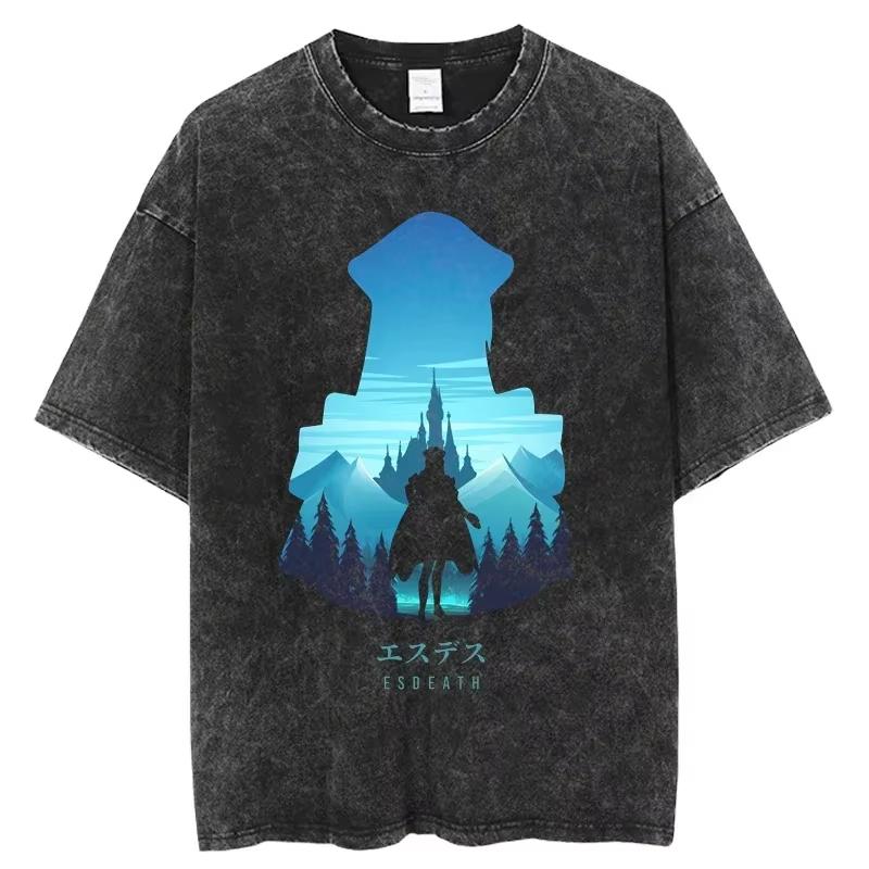 Hot-blooded Anime Akame Ga Kill Cartoon Graphic Print T-shirt Men Women Streetwear Harajuku Fashion Oversized O-neck Cotton Top Summer New Tee
