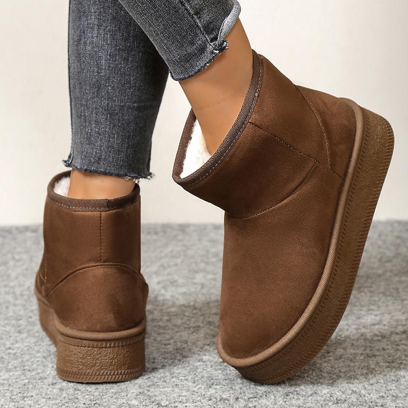 Thicken Plush Women's Snow Boots Winter Anti Slip Platform Cotton Padded Shoes Woman Faux Suede Fleece Lining Short Booties 42