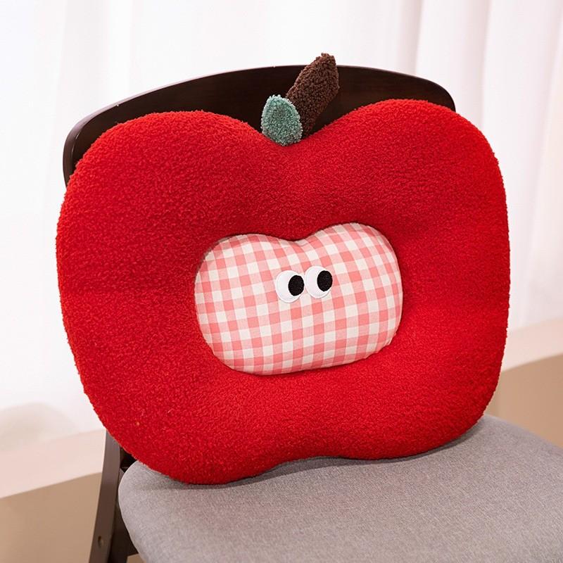 Cute Apple Seat Cushion With Soft Short Plush For Office And Home Comfort Enhancing
