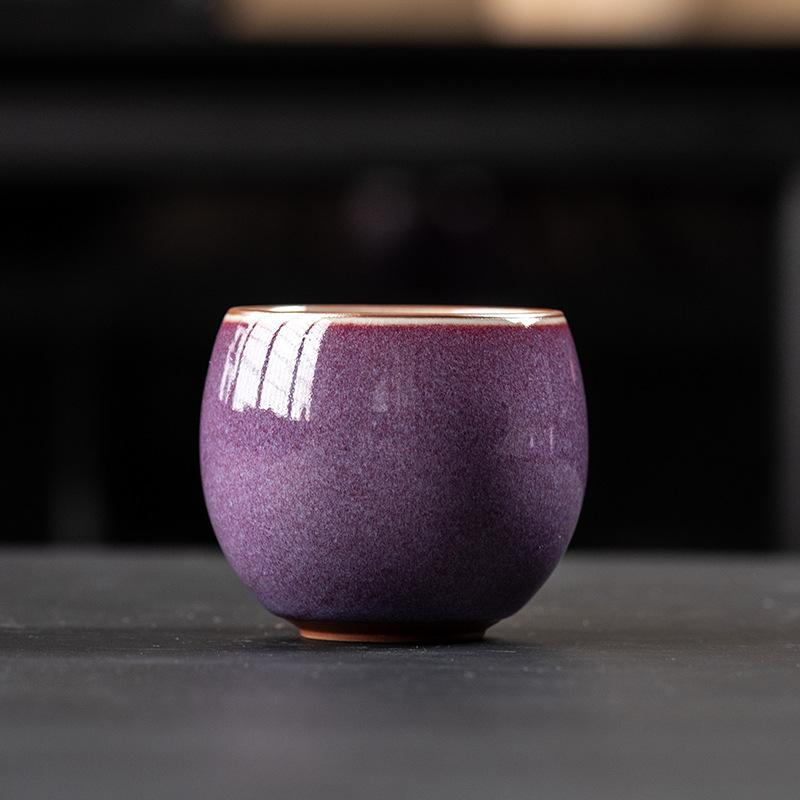 

Jun kiln purple high-grade ceramic building cup tea cup tea cup master cup kung fu tea set cover bowl teapot fair cup