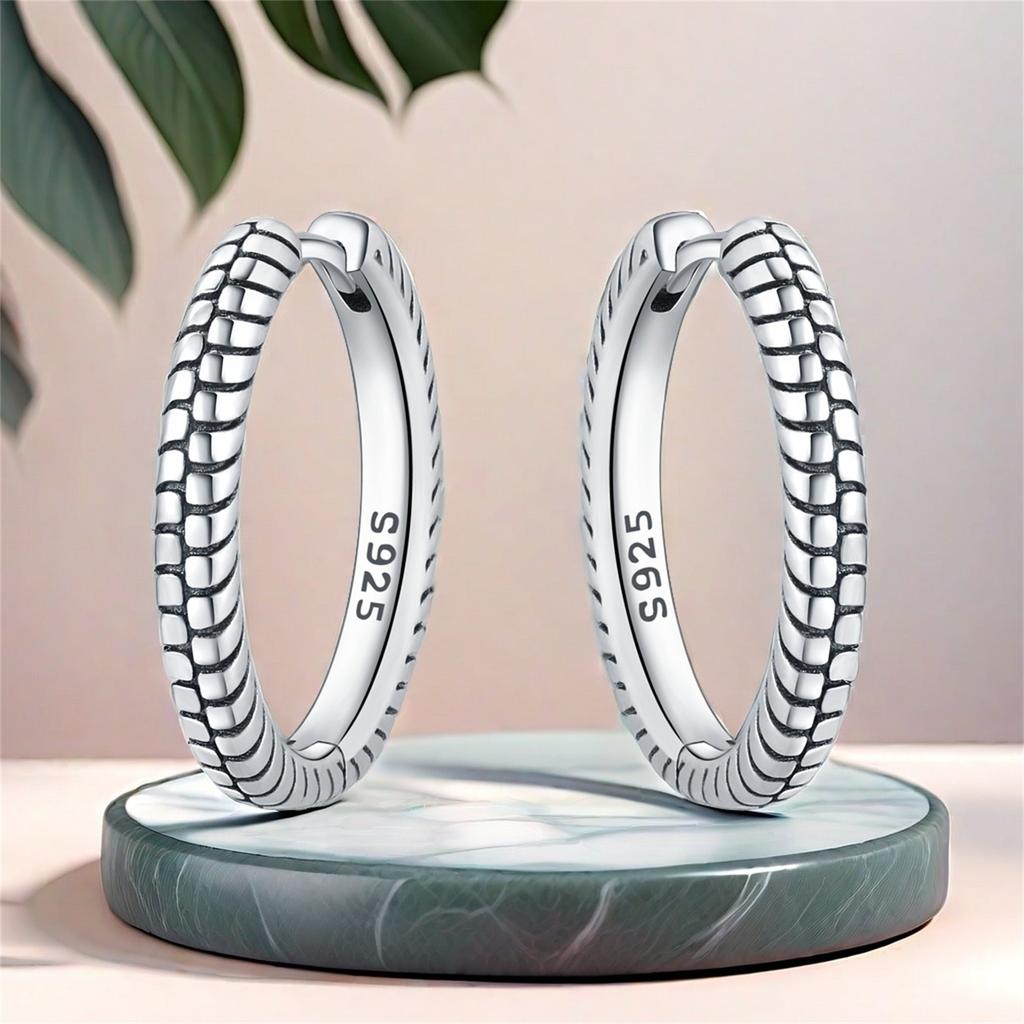 Real 925 Silver Minimally Designed Earring Jewelry Hoop Earrings For Women Jewelry Fine Birthday Party Gifts