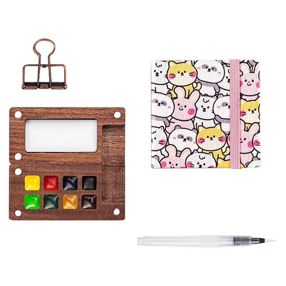 8/15 Colors Portable Travel Gouache Palette Set Mini Walnut Paint Box Artist Gouache Paint Palette Sketchbook Art Supplies