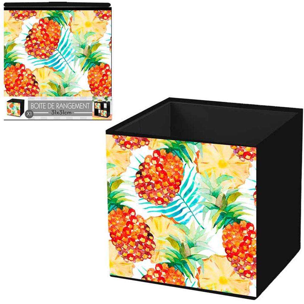 Les Trésors De Lily [Q4497] - Storage Cube 'Pineapple' Orange Green - 31x31 Cm