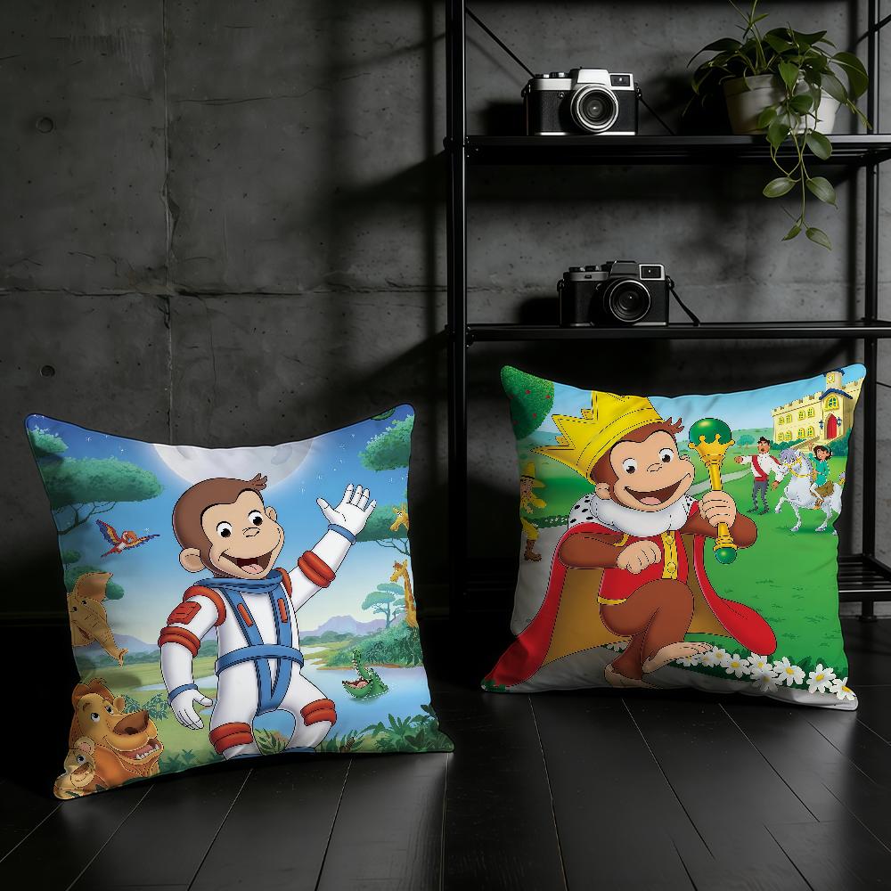 CCurious Cartoon GGeorge Cushion Cover Birthday Anniversary Gifts Double Sided Printed Zipper Cushion Cover Soft Skin Bedding