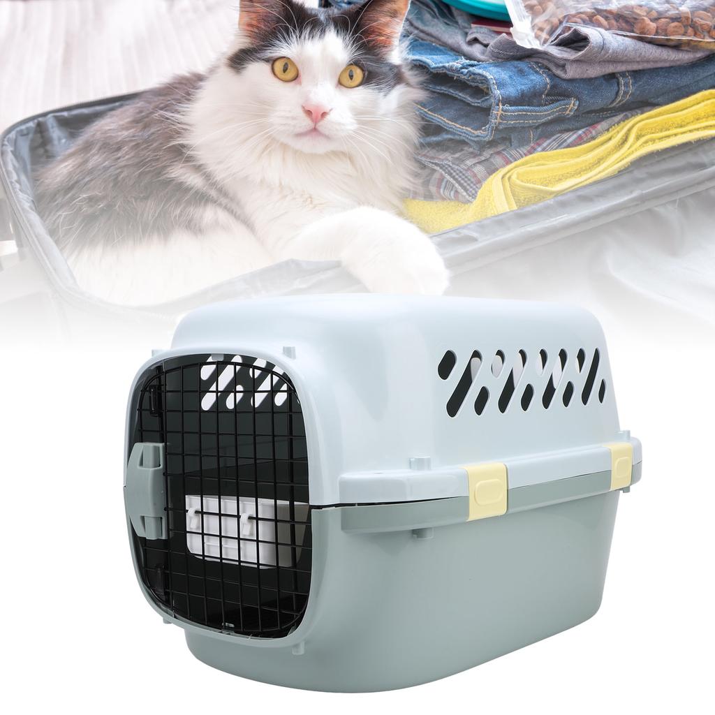 Cat Travel Carrier Large Space Lockable Door 4 Sides Ventilation Portable Hard Sided Dog Pet Carrier for Outdoor Home Car