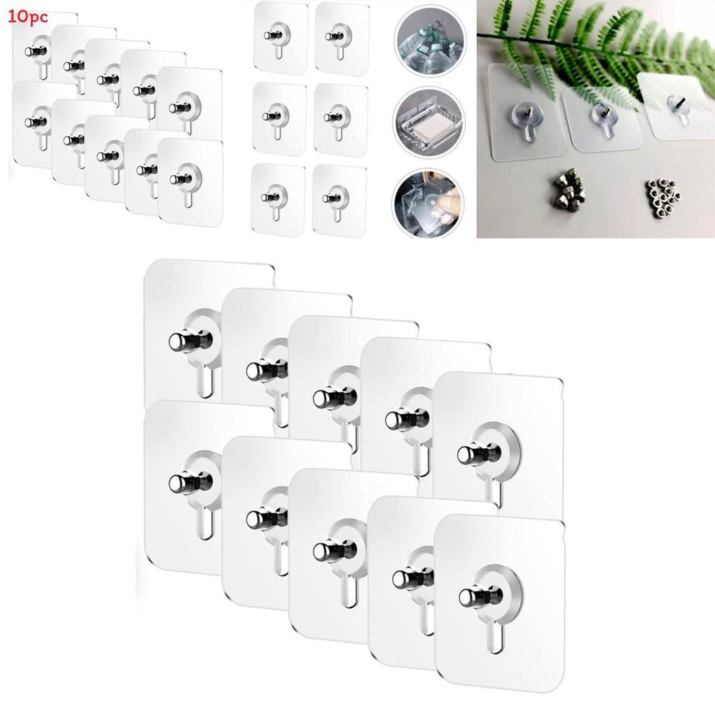 Non Drill Adhesive Hook Stainless Steel Transparent Wall Mount For Home Organization